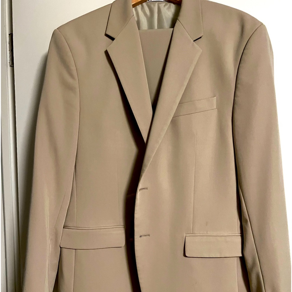 Zara Men’s Beige/Tan Colored Suit. Bought this thinking